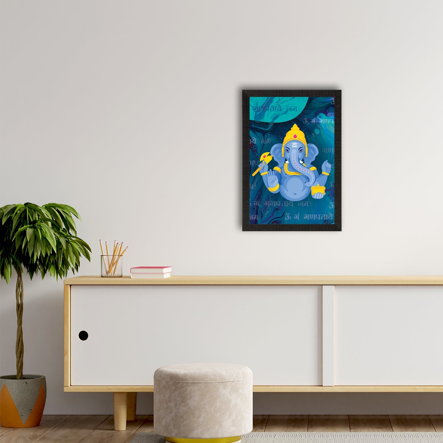 Lord Ganesha Satin Matt Texture UV Art Painting Kafalo