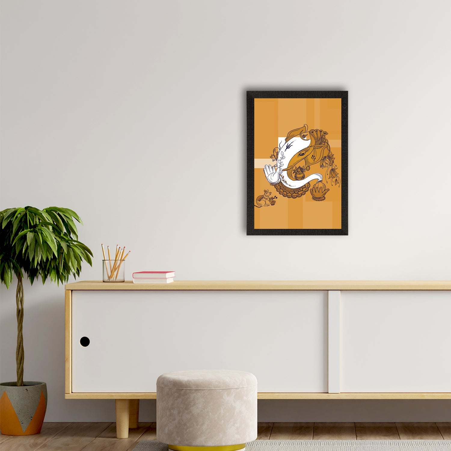 Lord Ganesha Satin Matt Texture UV Art Painting Kafalo