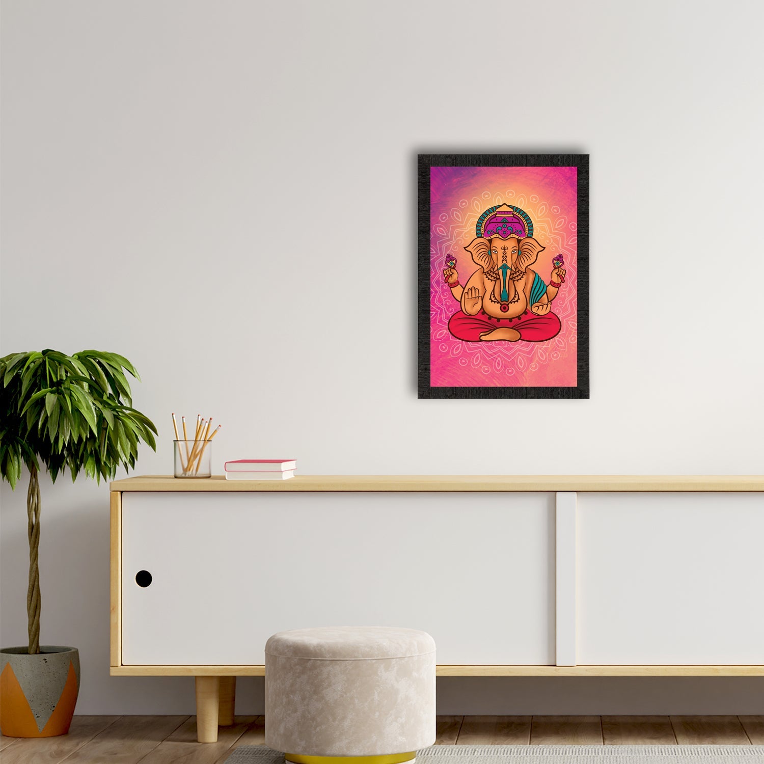 Lord Ganesha Satin Matt Texture UV Art Painting Kafalo