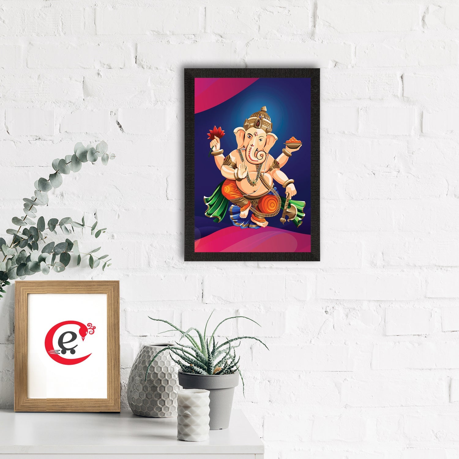 Lord Ganesha Satin Matt Texture UV Art Painting Kafalo