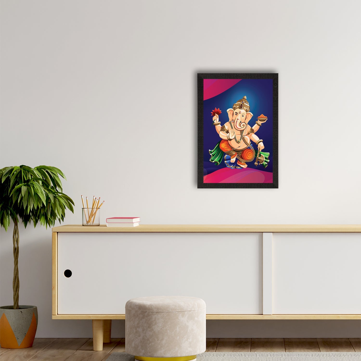 Lord Ganesha Satin Matt Texture UV Art Painting Kafalo