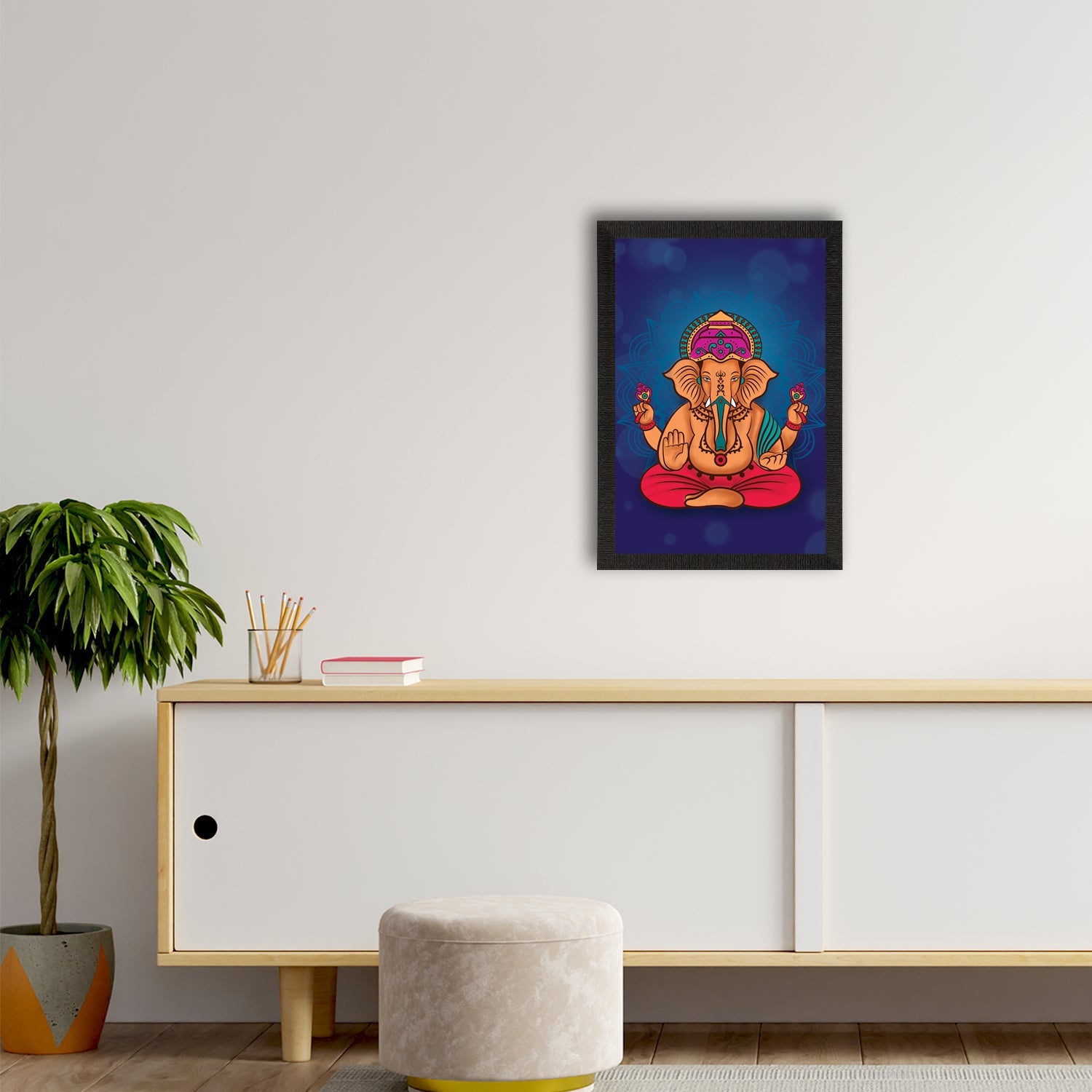 Lord Ganesha Satin Matt Texture UV Art Painting Kafalo