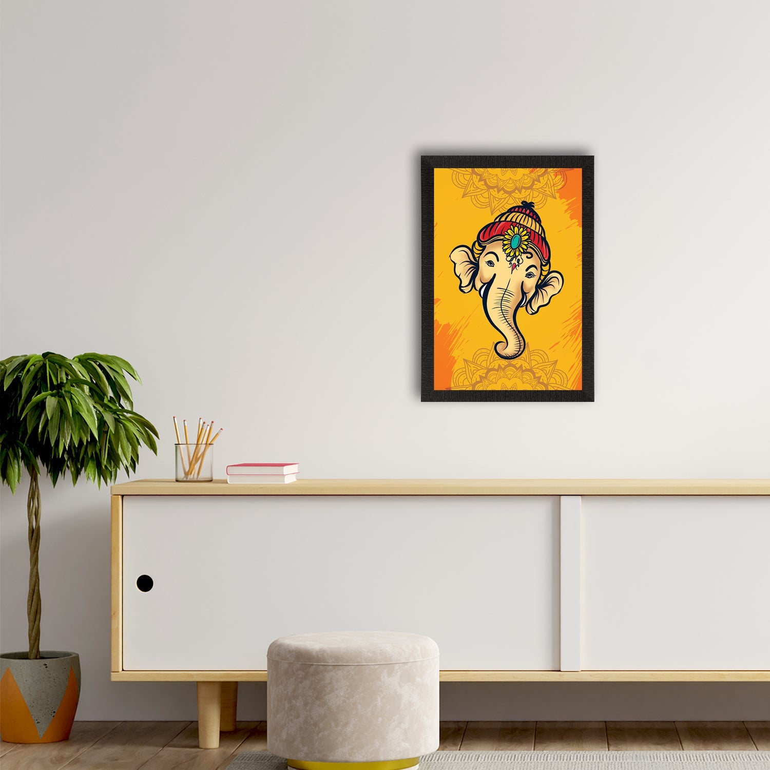 Lord Ganesha Satin Matt Texture UV Art Painting Kafalo