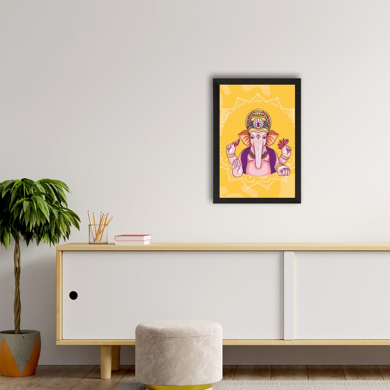 Lord Ganesha Satin Matt Texture UV Art Painting Kafalo