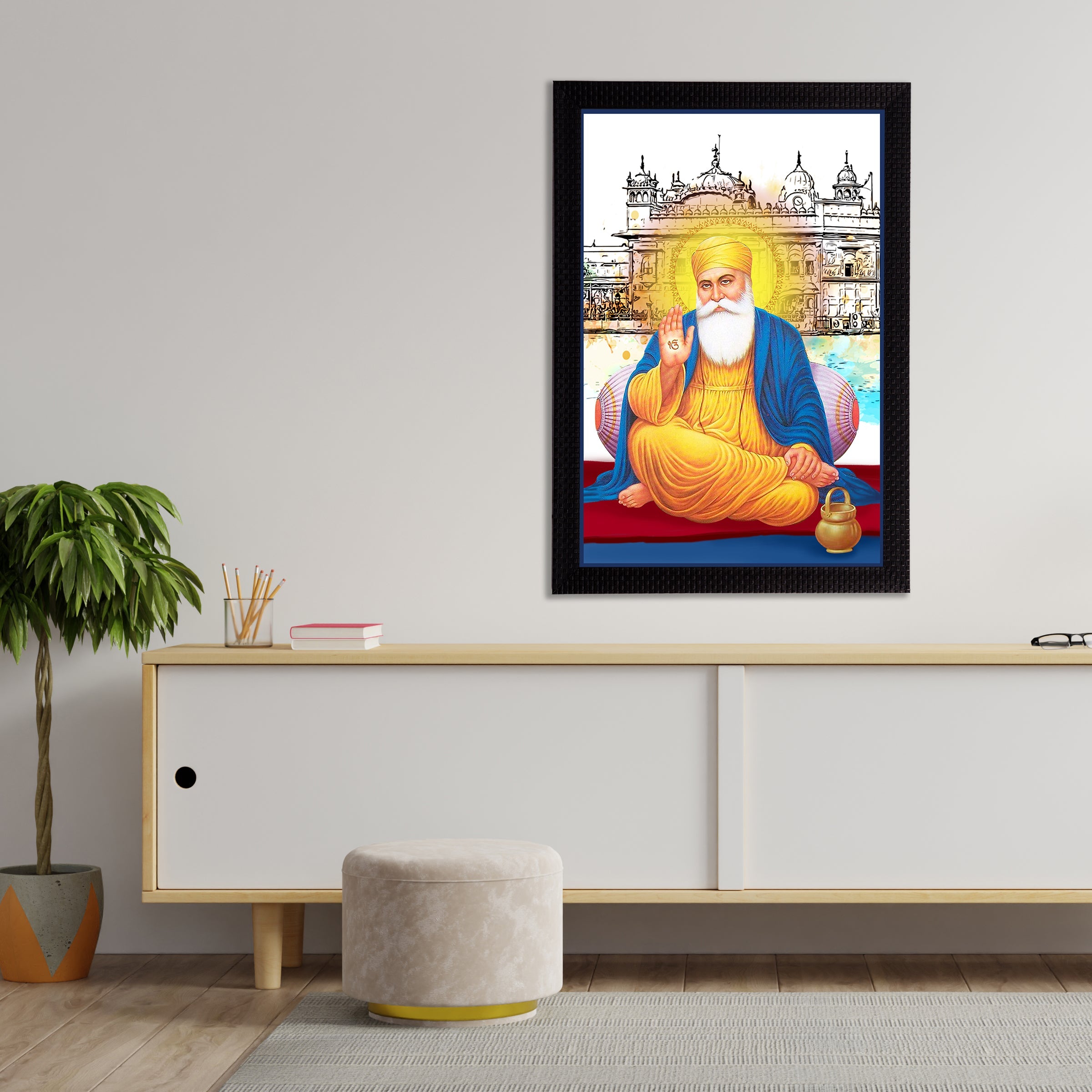 Guru Nanak Sahib Satin Matt Texture UV Art Painting Kafalo