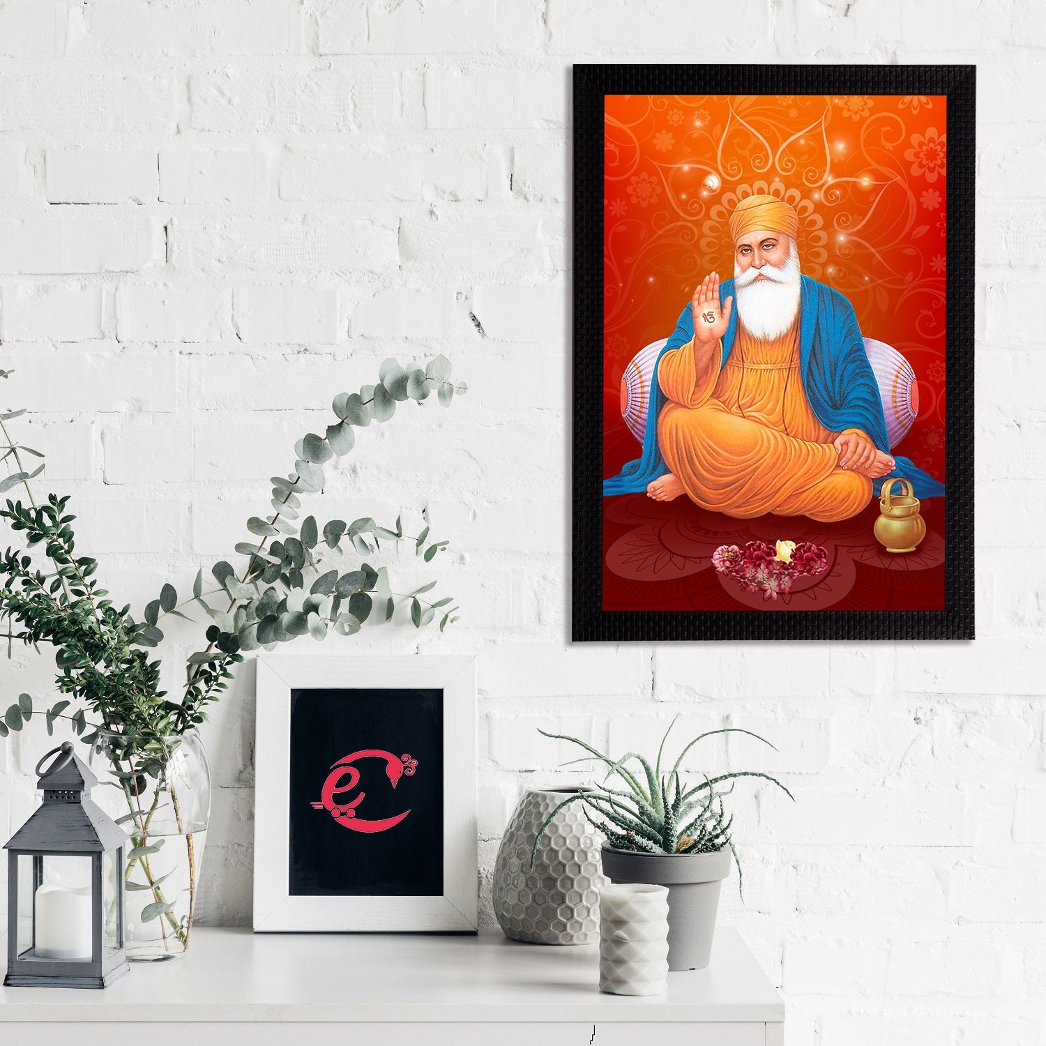 Shri Guru Nanak Dev Ji Painting Digital Printed Religious Wall Art Kafalo