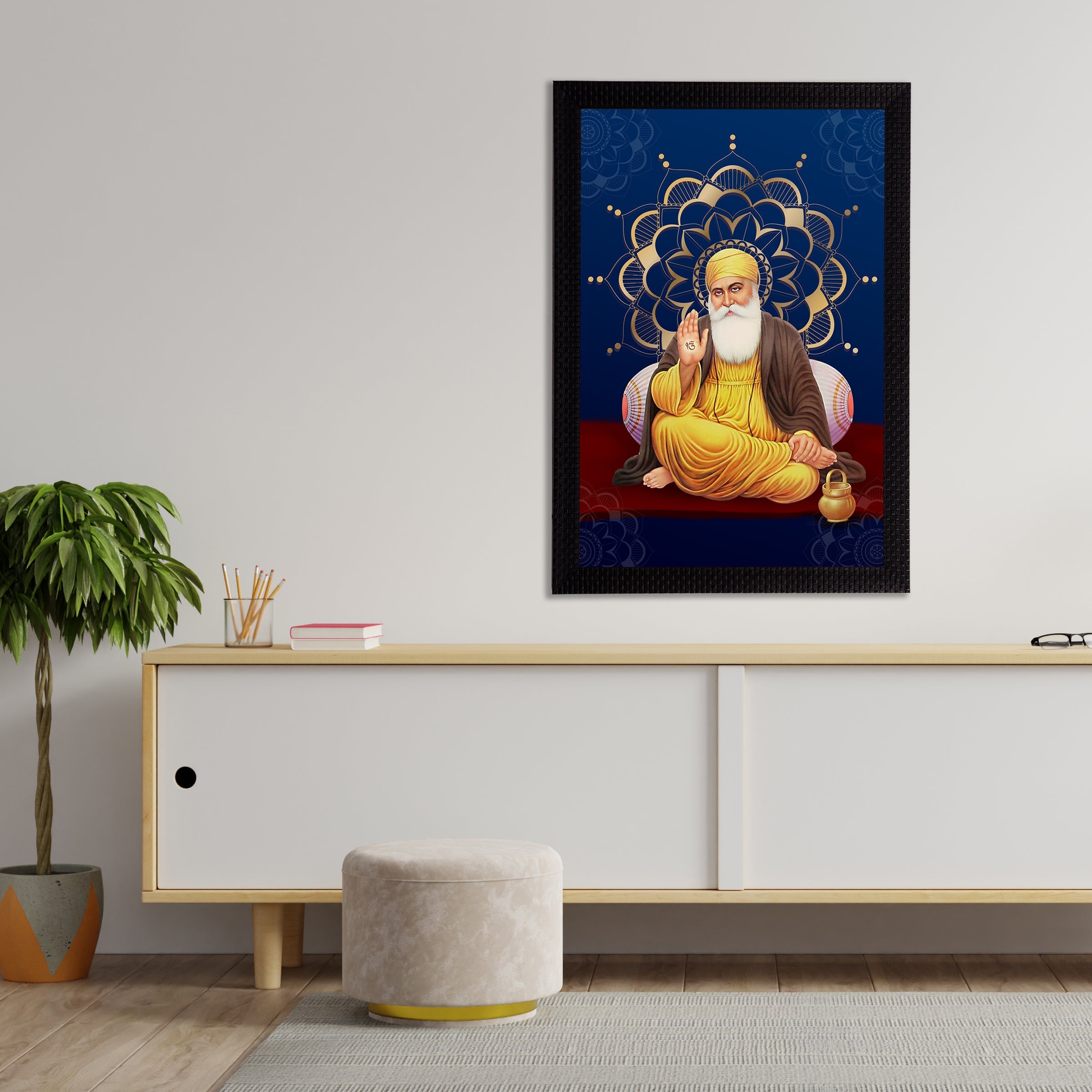 Shri Guru Nanak Dev Ji Painting Digital Printed Religious Wall Art Kafalo