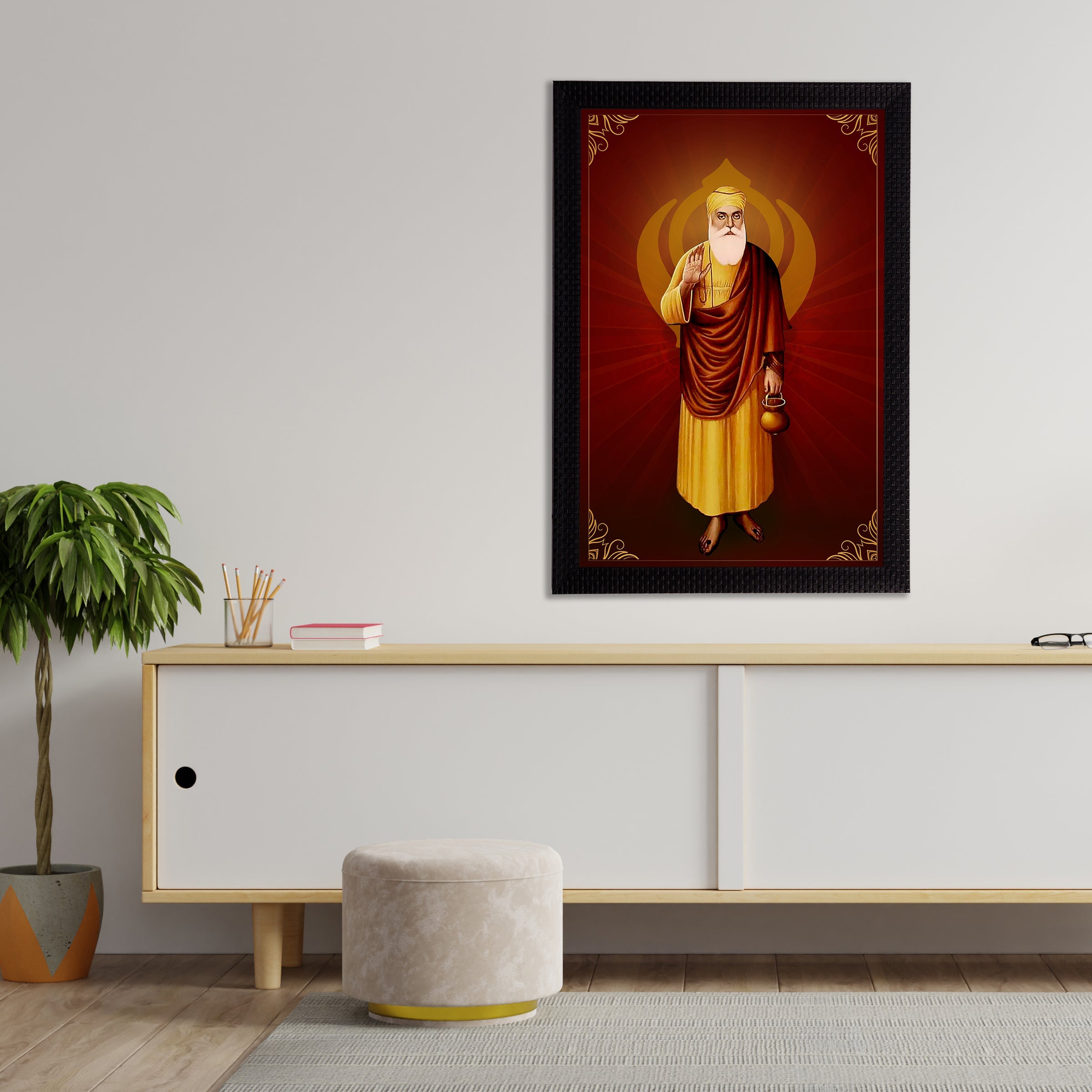 Shri Guru Nanak Dev Ji Painting Digital Printed Religious Wall Art Kafalo
