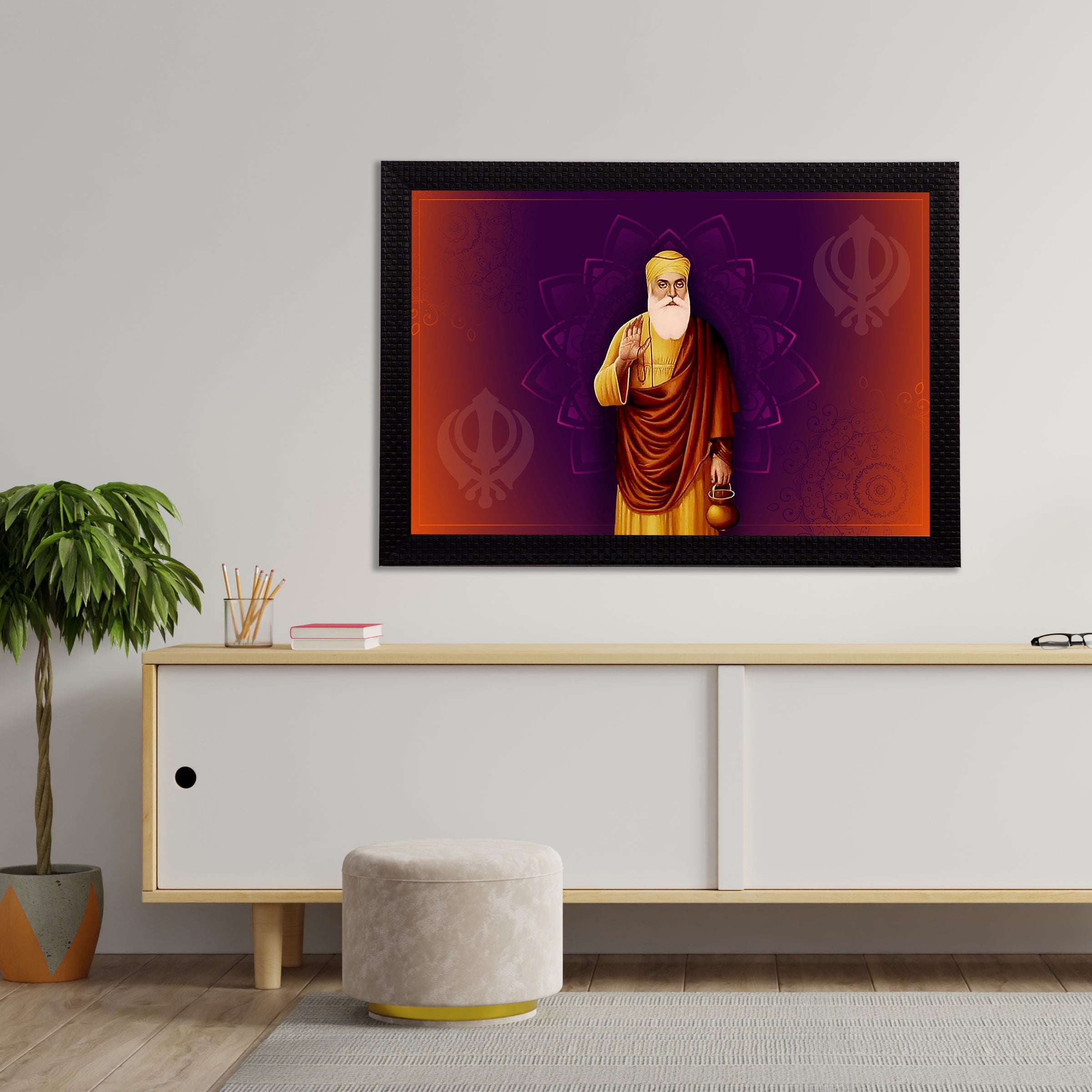 Shri Guru Nanak Dev Ji Painting Digital Printed Religious Wall Art Kafalo