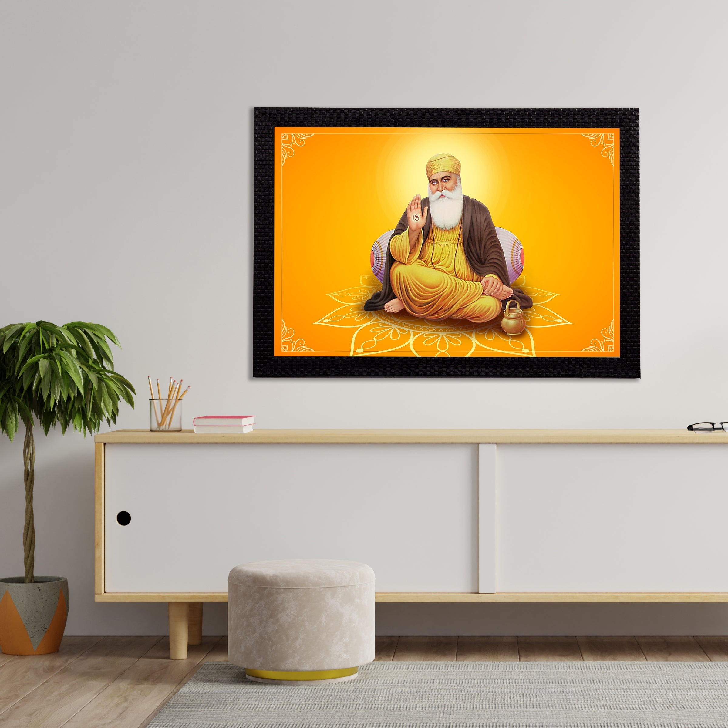 Shri Guru Nanak Dev Ji Painting Digital Printed Religious Wall Art Kafalo