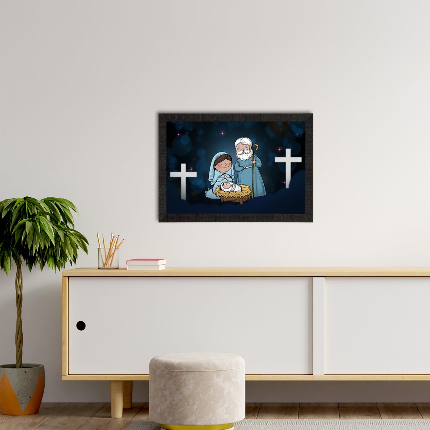 Jesus Birth Scene Satin Matt Texture UV Art Painting Kafalo