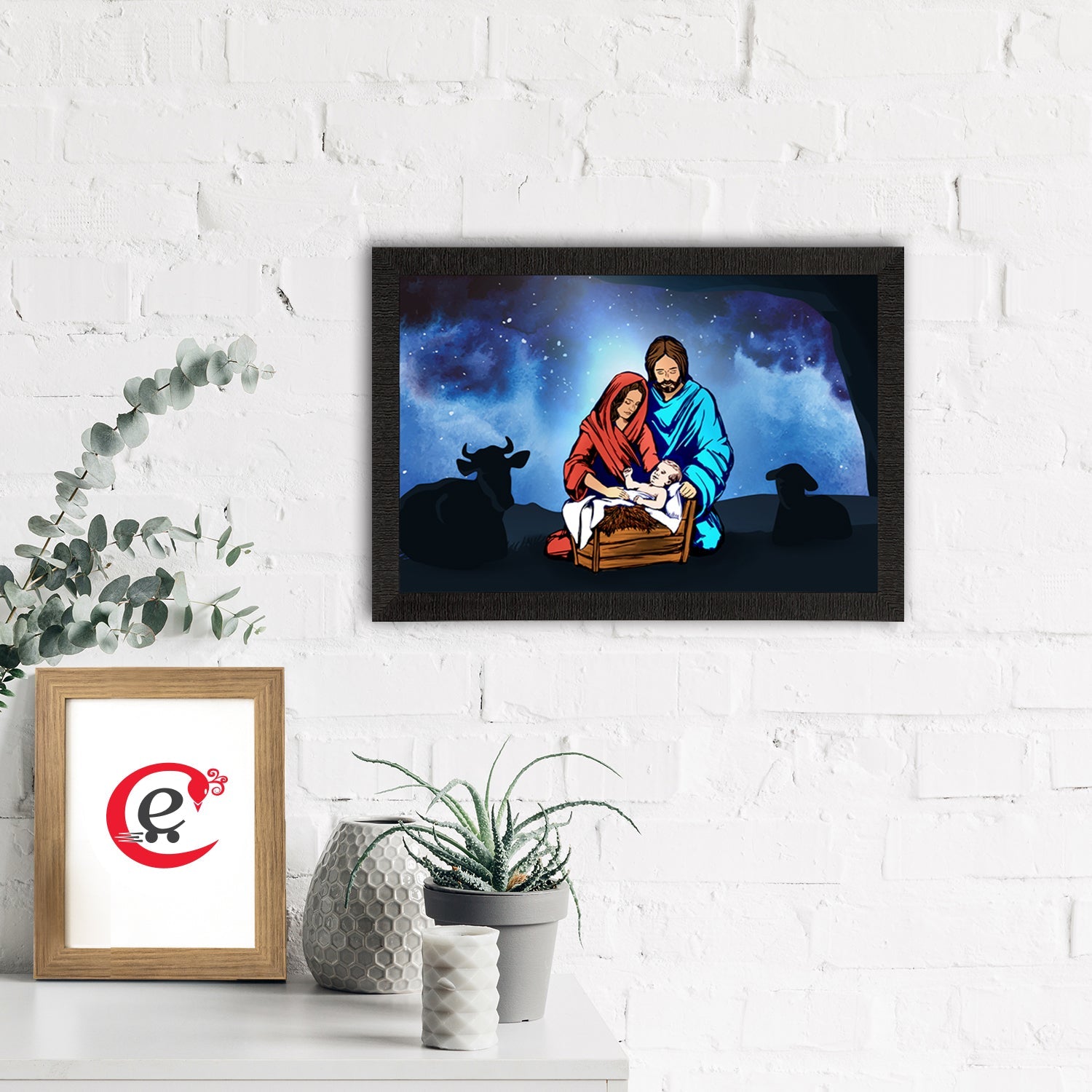 Jesus Birth Scene Satin Matt Texture UV Art Painting Kafalo
