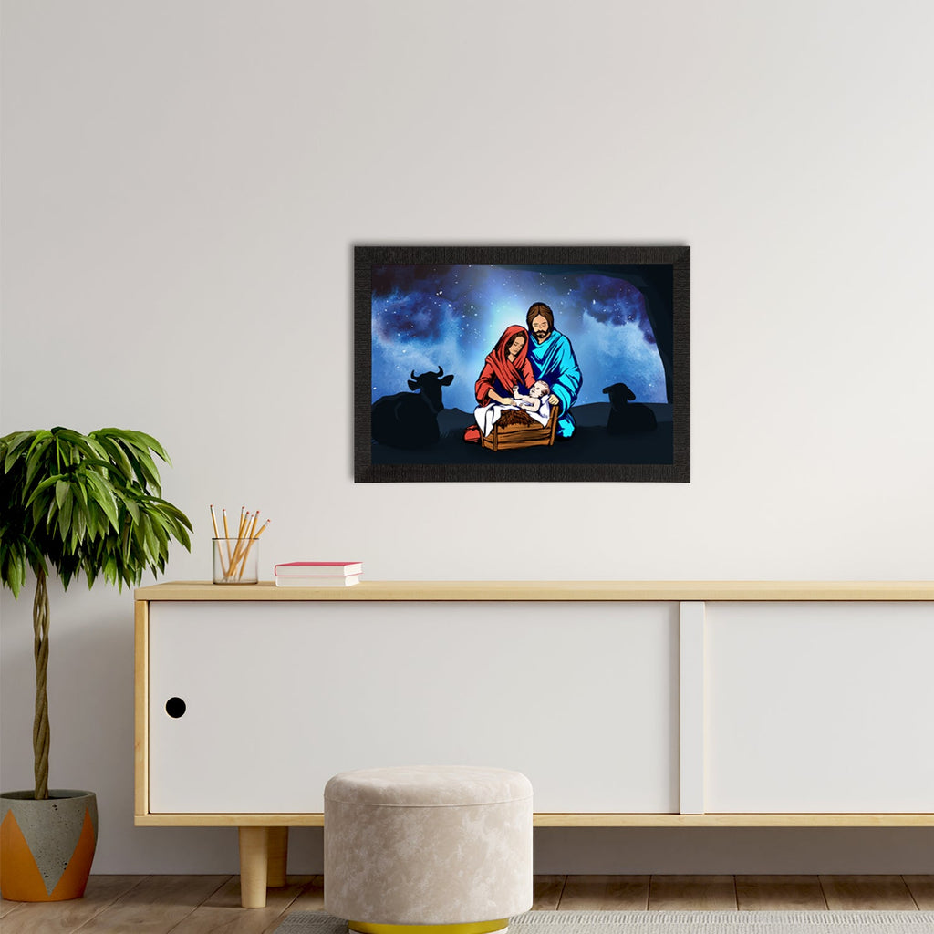 Jesus Birth Scene Satin Matt Texture UV Art Painting Kafalo