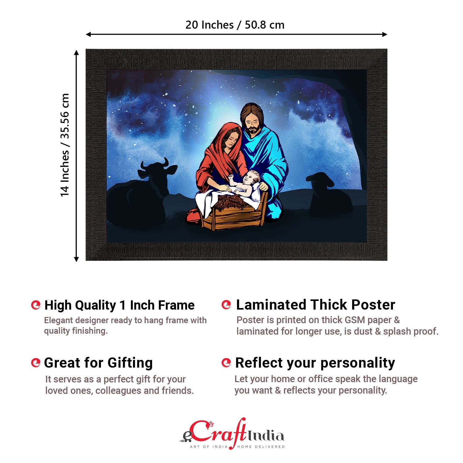 Jesus Birth Scene Satin Matt Texture UV Art Painting Kafalo