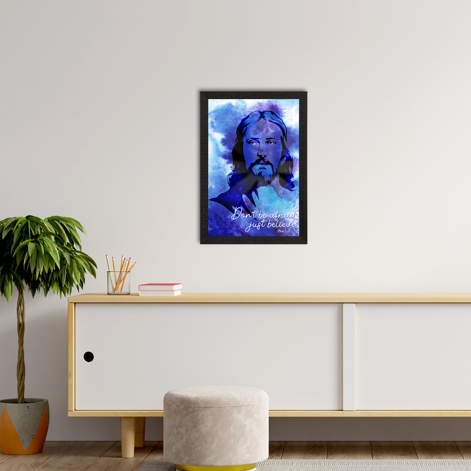 "Don't be Afraid, Just Believe" Jesus Christ Satin Matt Texture UV Art Painting Kafalo