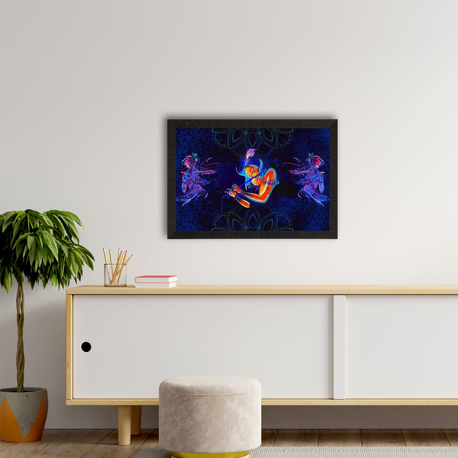Lord Krishna Satin Matt Texture UV Art Painting Kafalo