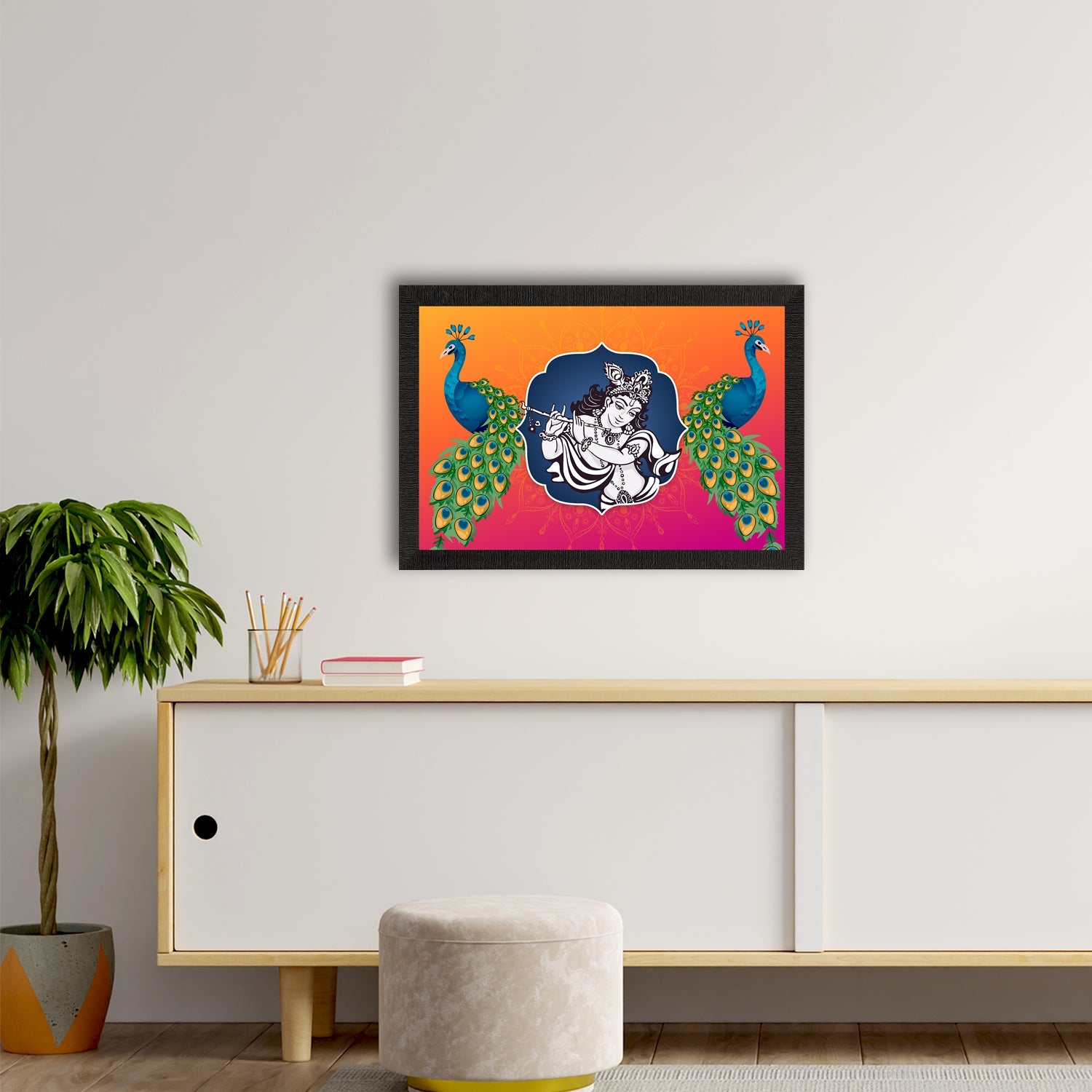 Lord Krishna Satin Matt Texture UV Art Painting Kafalo
