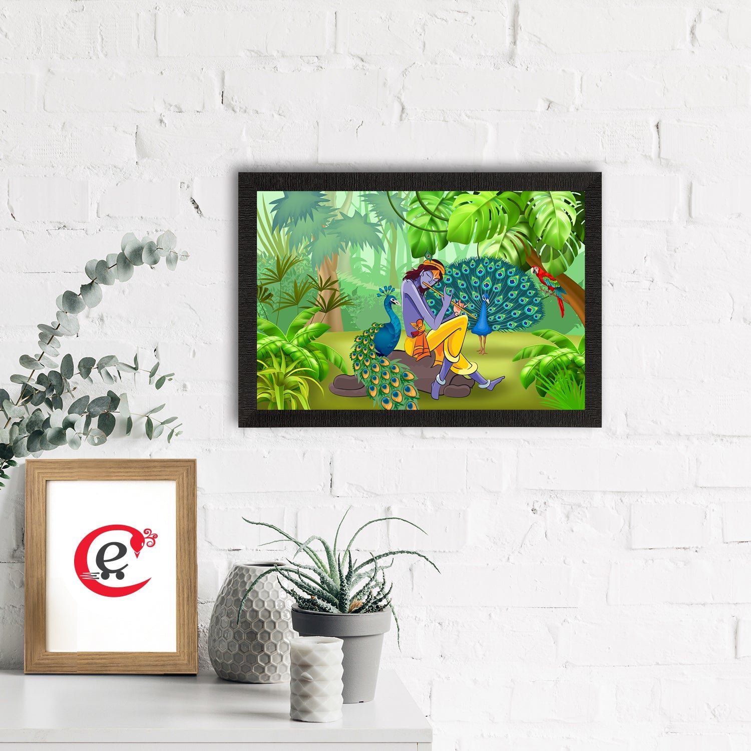 Lord Krishna Satin Matt Texture UV Art Painting Kafalo