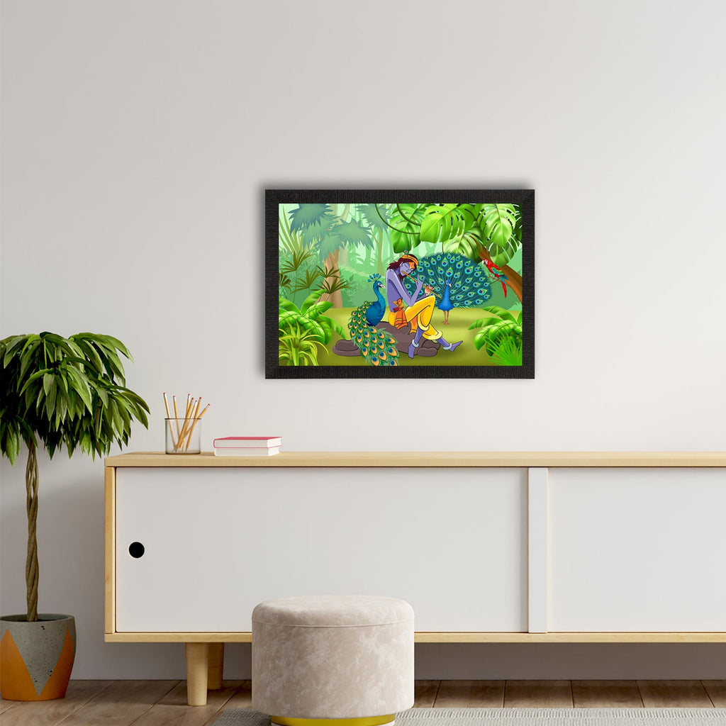 Lord Krishna Satin Matt Texture UV Art Painting Kafalo