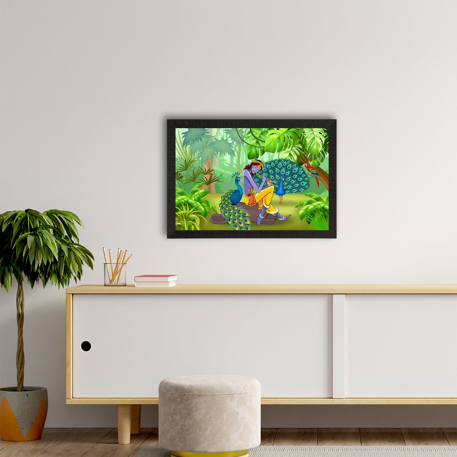Lord Krishna Satin Matt Texture UV Art Painting Kafalo