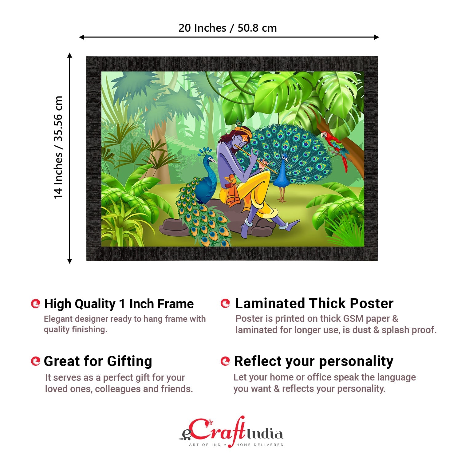 Lord Krishna Satin Matt Texture UV Art Painting Kafalo