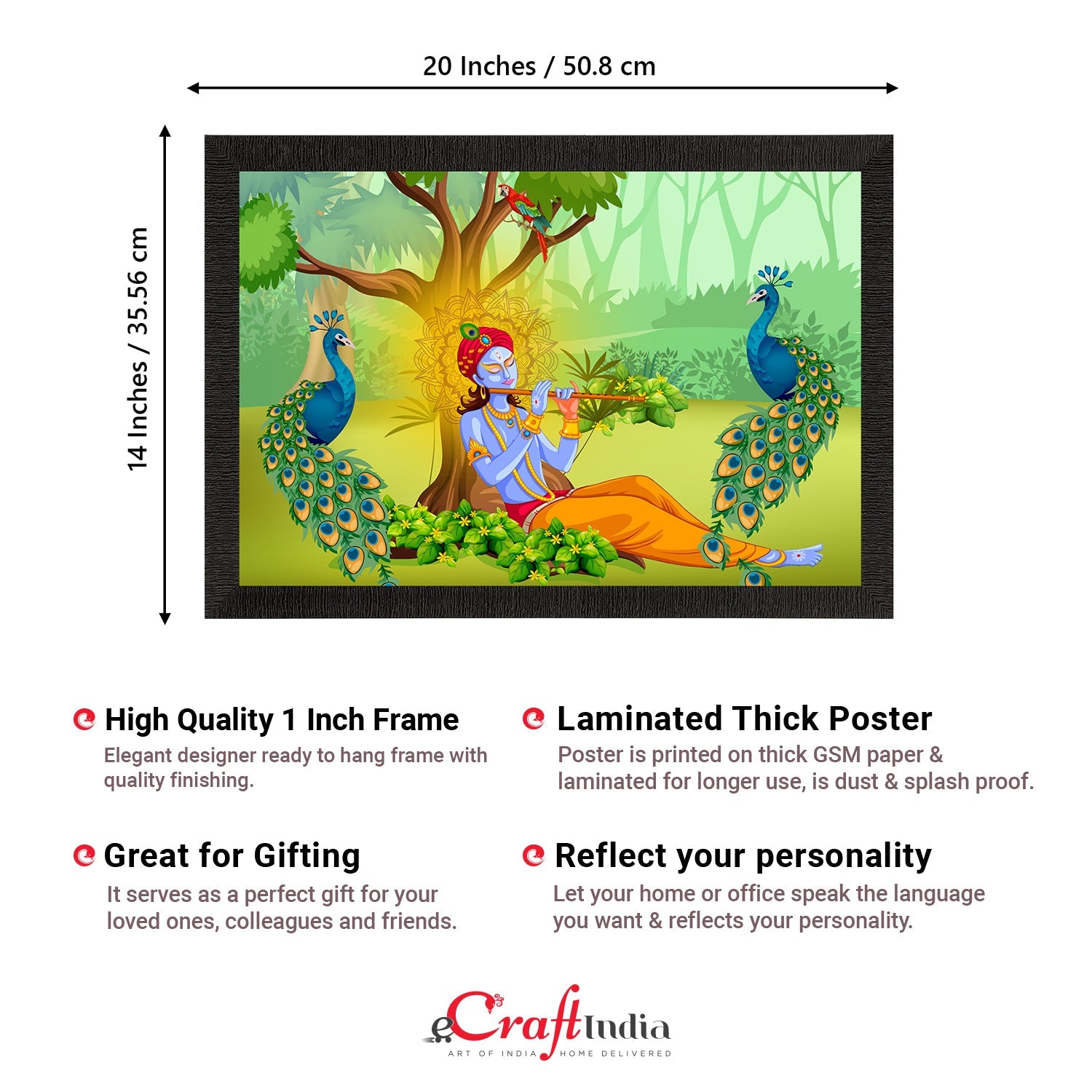 Lord Krishna Satin Matt Texture UV Art Painting Kafalo