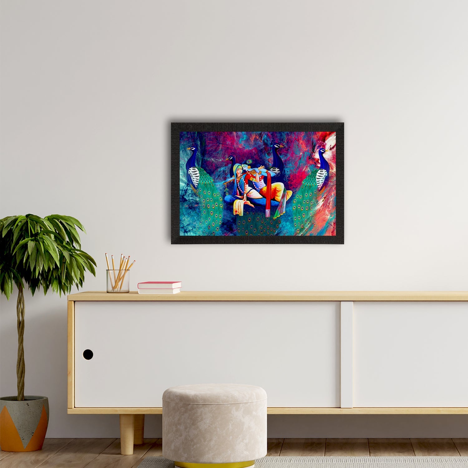 Lord Krishna Satin Matt Texture UV Art Painting Kafalo