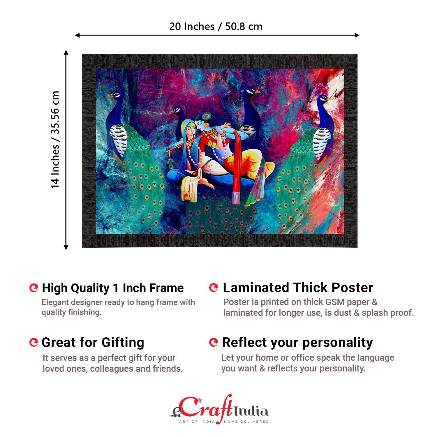 Lord Krishna Satin Matt Texture UV Art Painting Kafalo