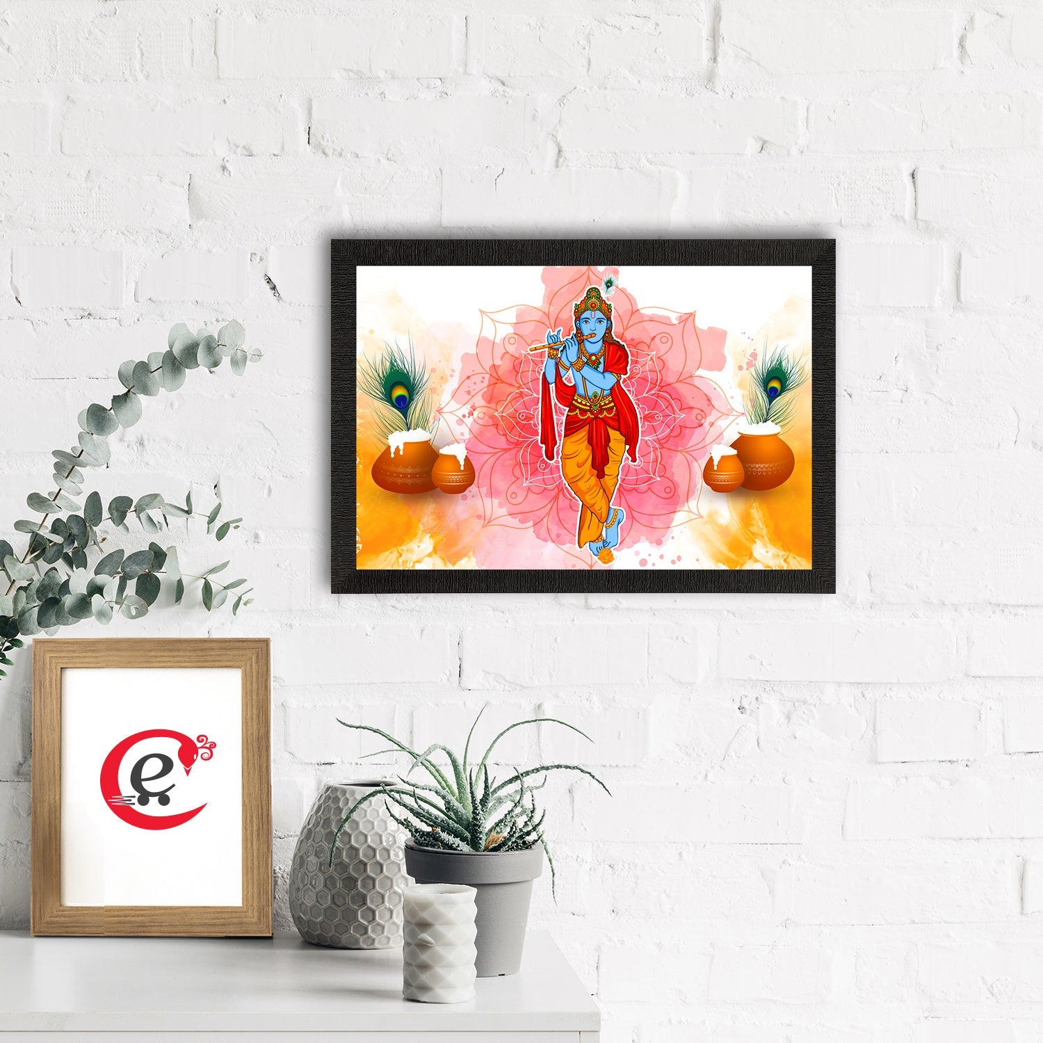 Lord Krishna Satin Matt Texture UV Art Painting Kafalo