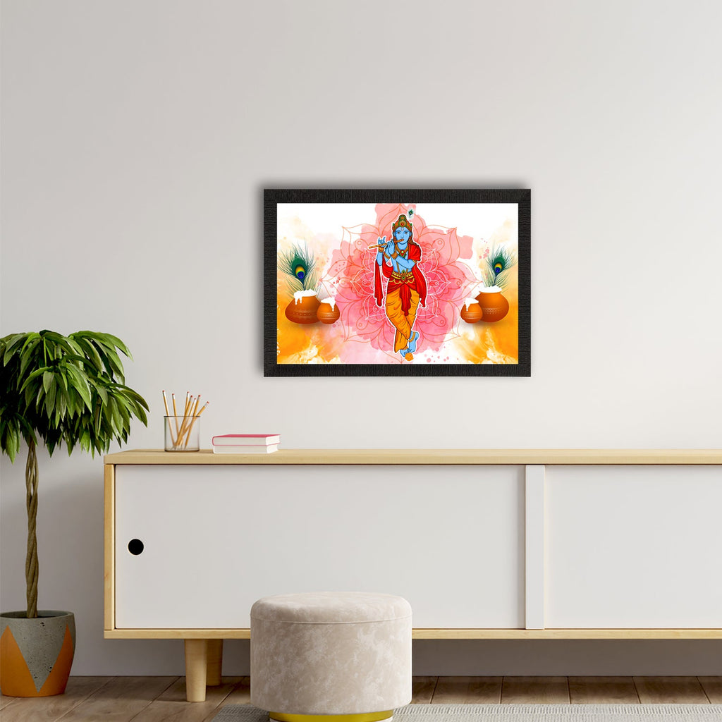 Lord Krishna Satin Matt Texture UV Art Painting Kafalo