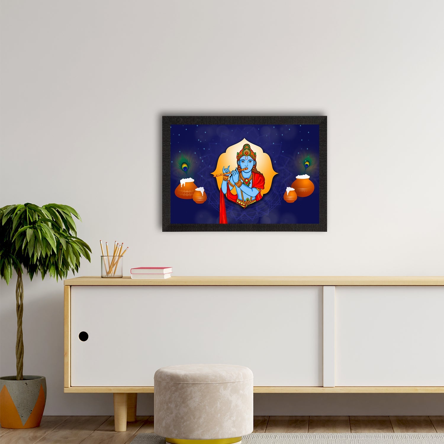 Lord Krishna Satin Matt Texture UV Art Painting Kafalo