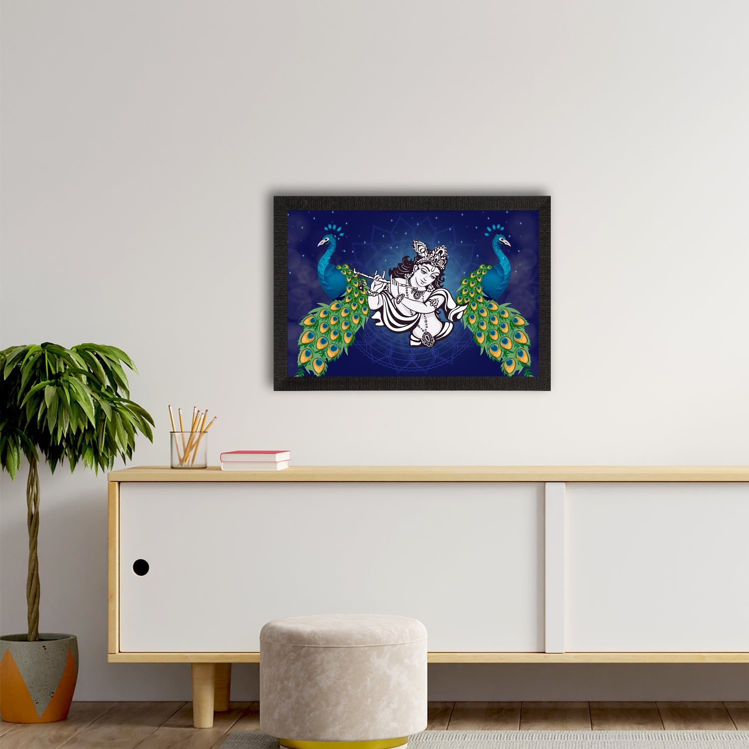 Lord Krishna Satin Matt Texture UV Art Painting Kafalo