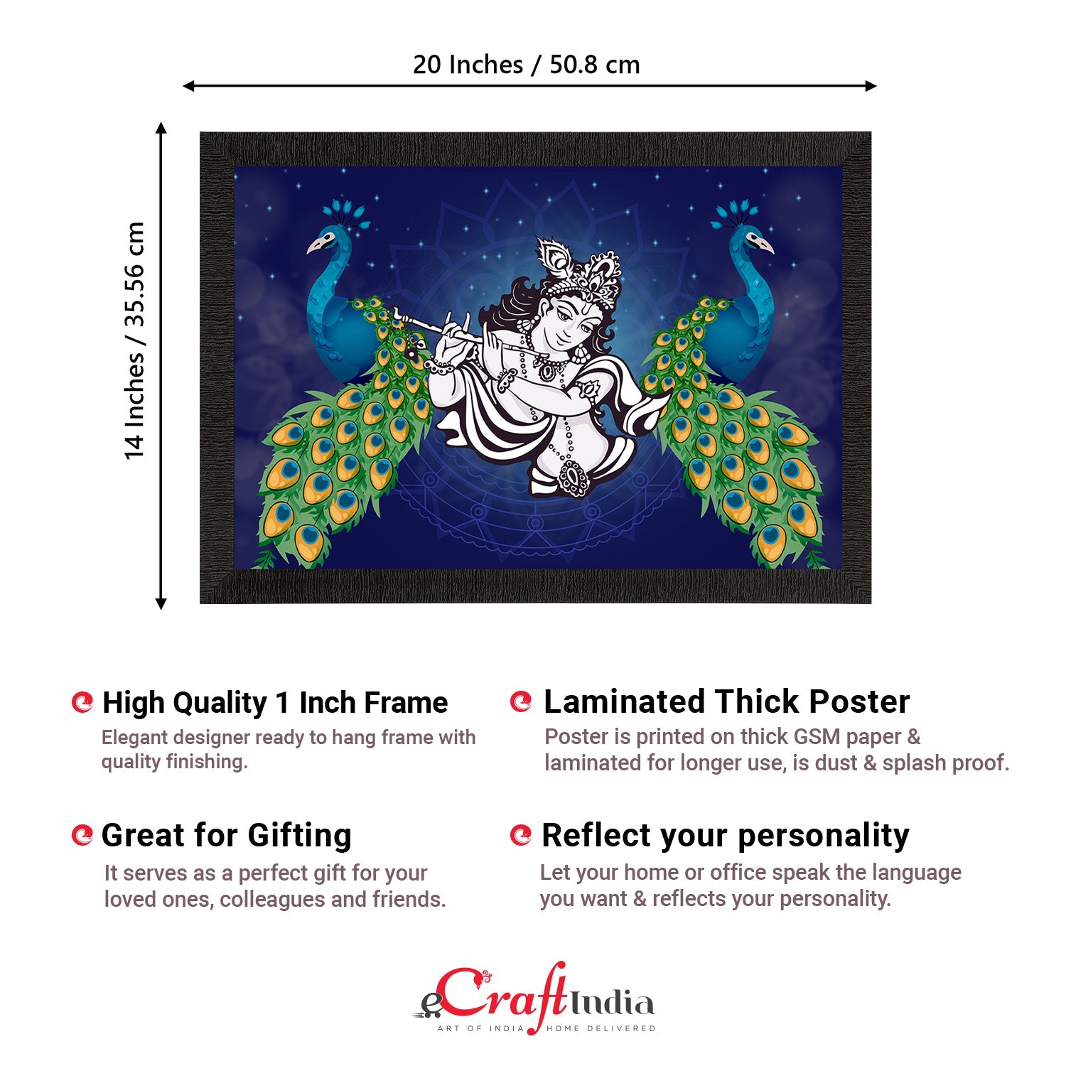 Lord Krishna Satin Matt Texture UV Art Painting Kafalo