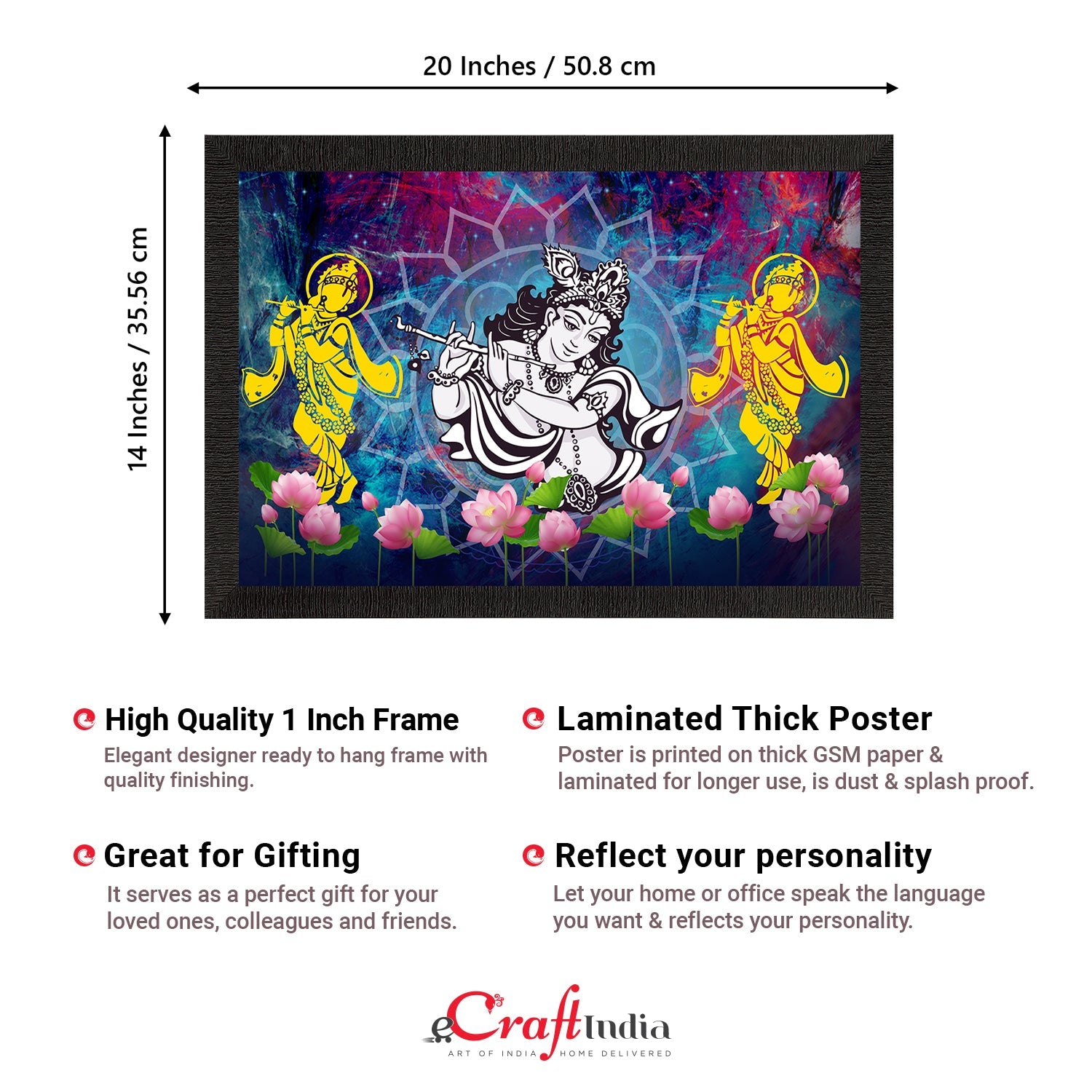 Lord Krishna Satin Matt Texture UV Art Painting Kafalo