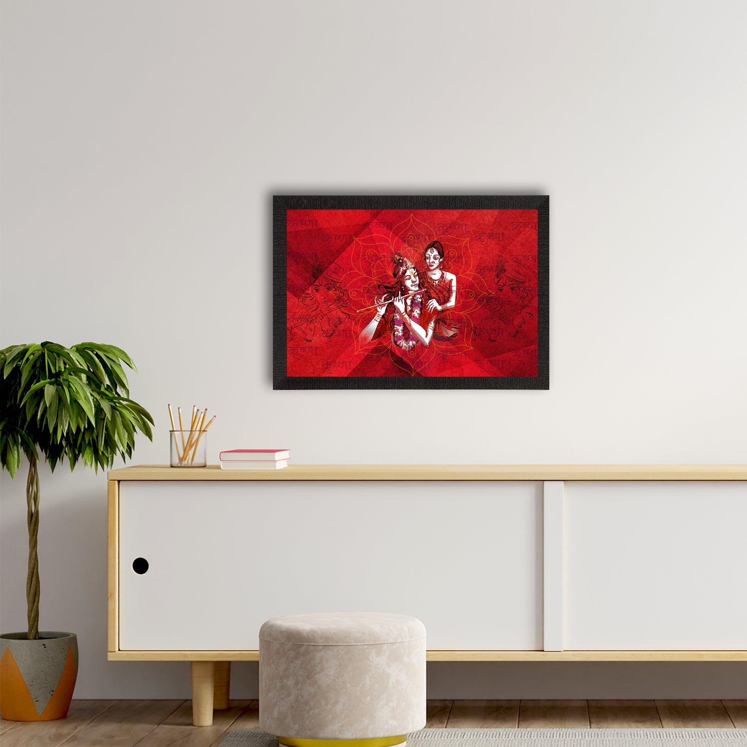 Radha Krishna Painting Digital Printed Religious Wall Art Kafalo