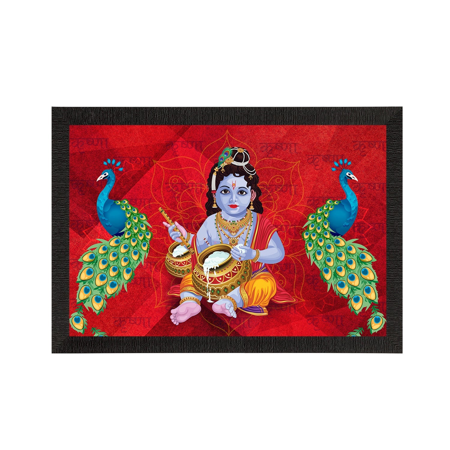 Lord Krishna Satin Matt Texture UV Art Painting Kafalo