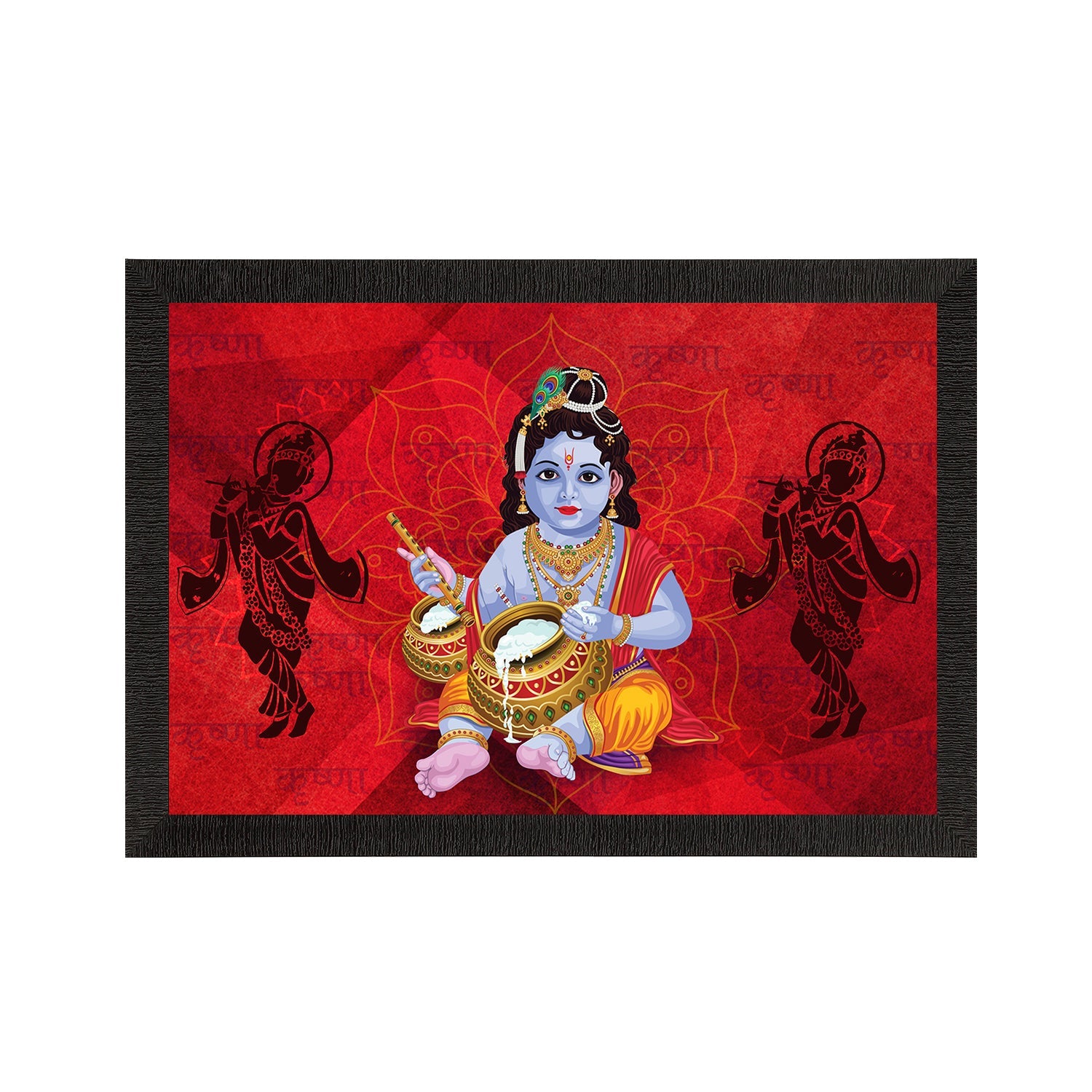 Lord Krishna Painting Digital Printed Religious Wall Art Kafalo