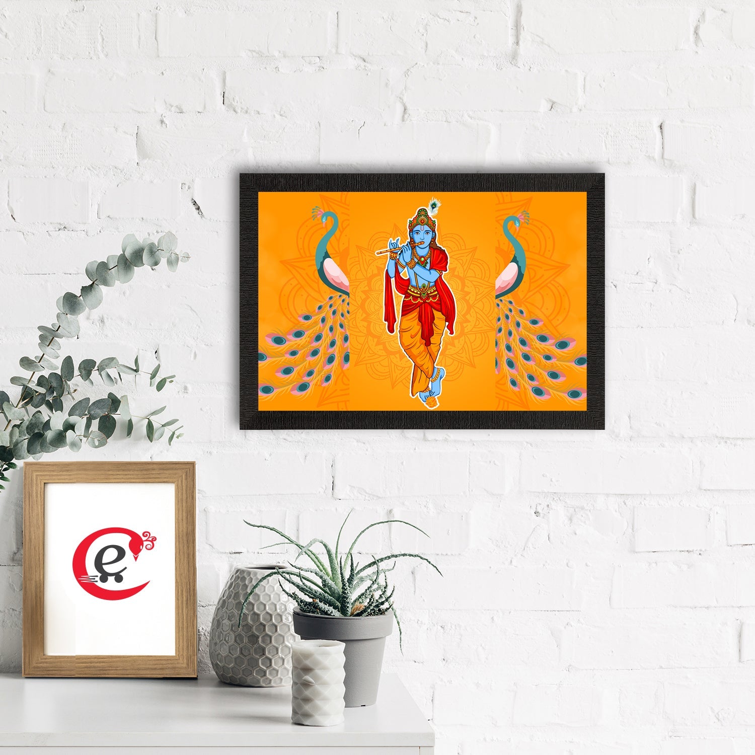 Lord Krishna Satin Matt Texture UV Art Painting Kafalo
