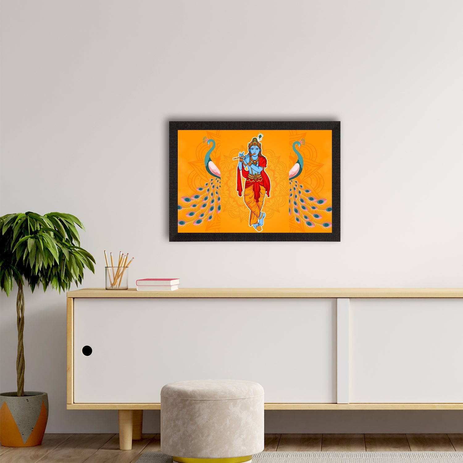 Lord Krishna Satin Matt Texture UV Art Painting Kafalo