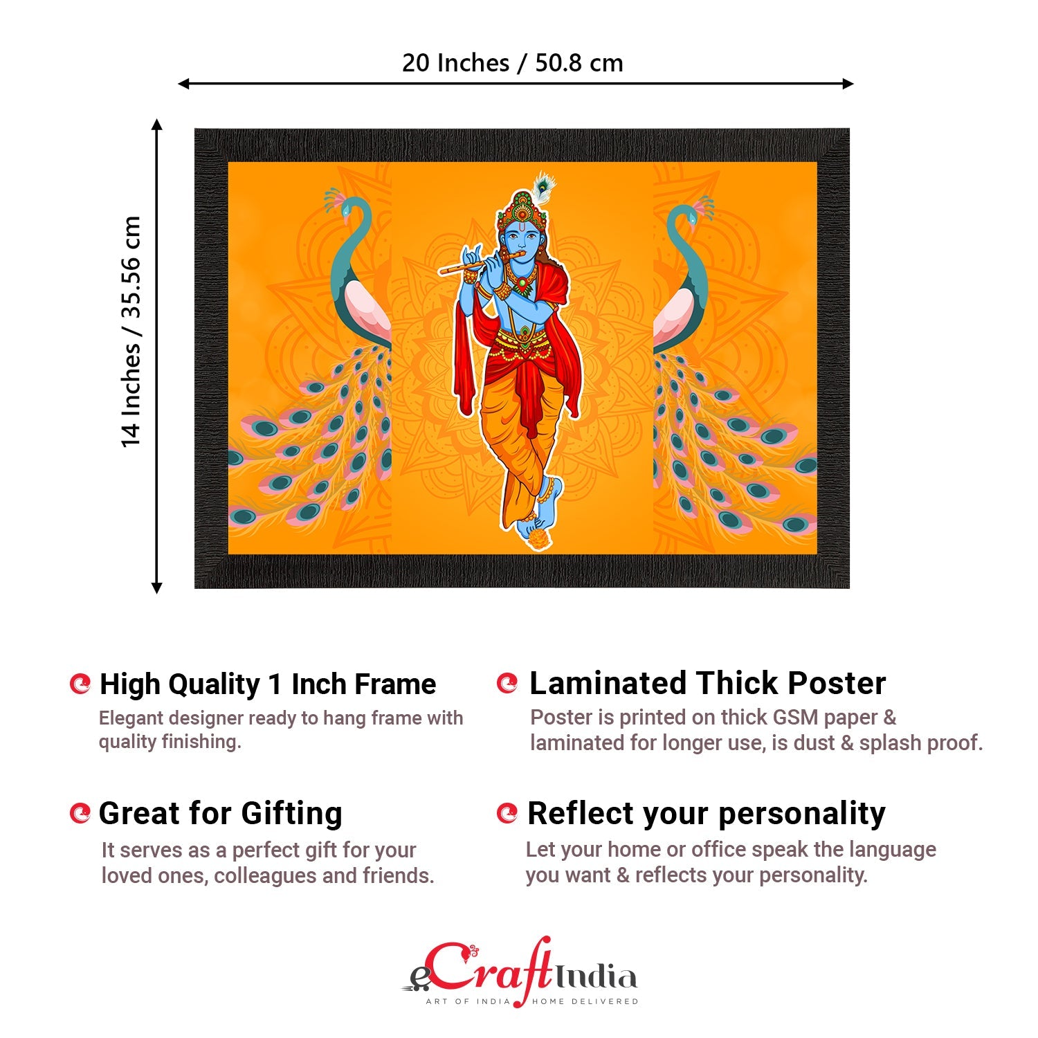Lord Krishna Satin Matt Texture UV Art Painting Kafalo