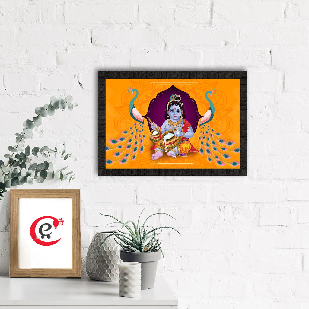 Lord Krishna Satin Matt Texture UV Art Painting Kafalo
