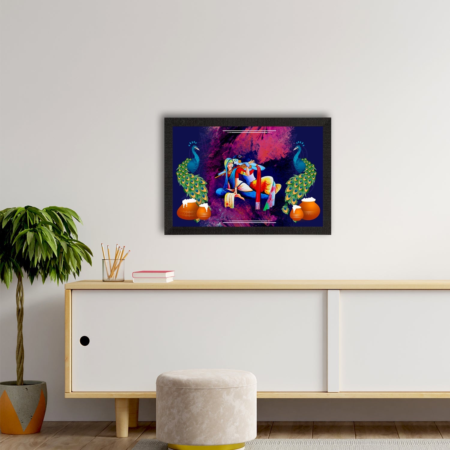 Lord Krishna Satin Matt Texture UV Art Painting Kafalo