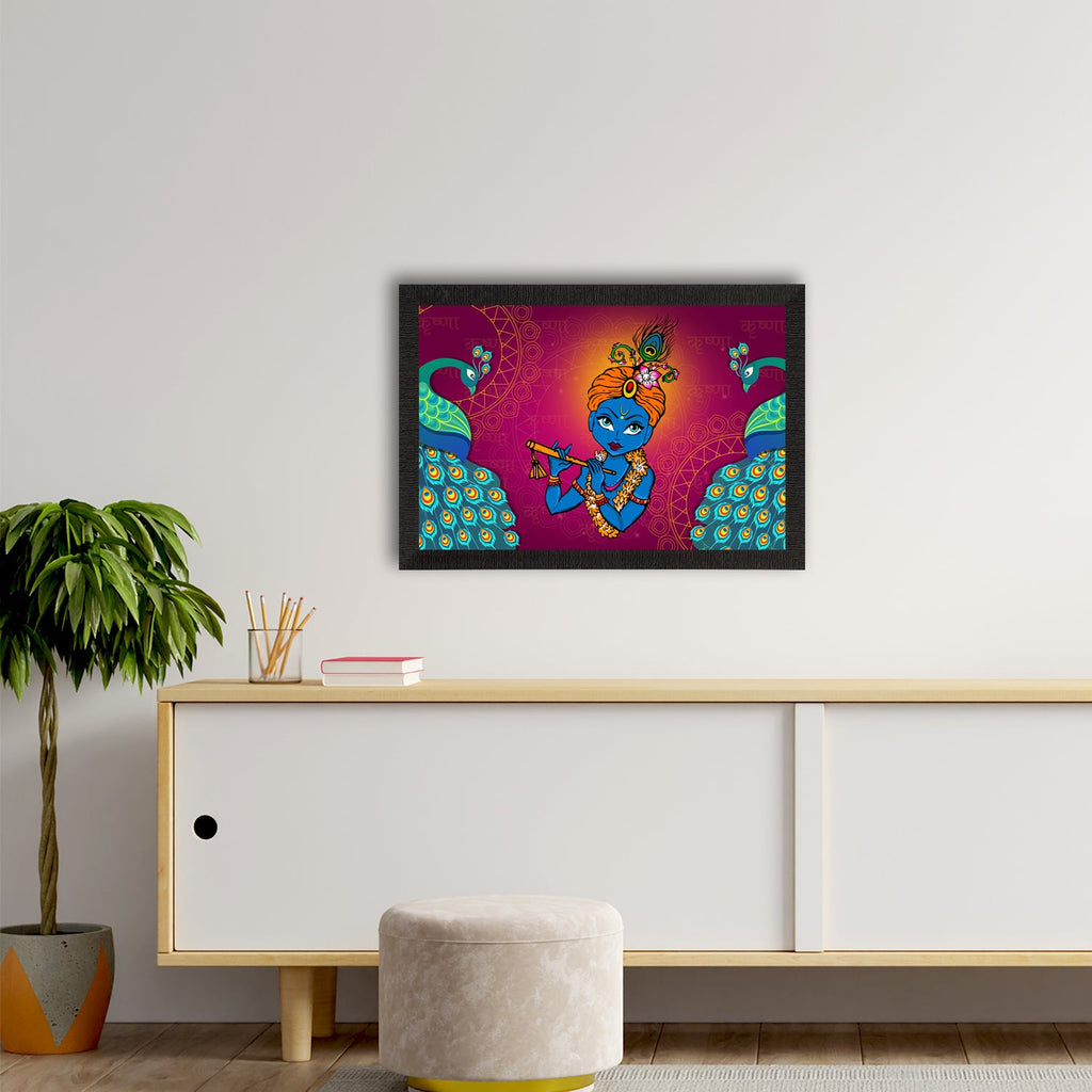 Lord Krishna Satin Matt Texture UV Art Painting Kafalo