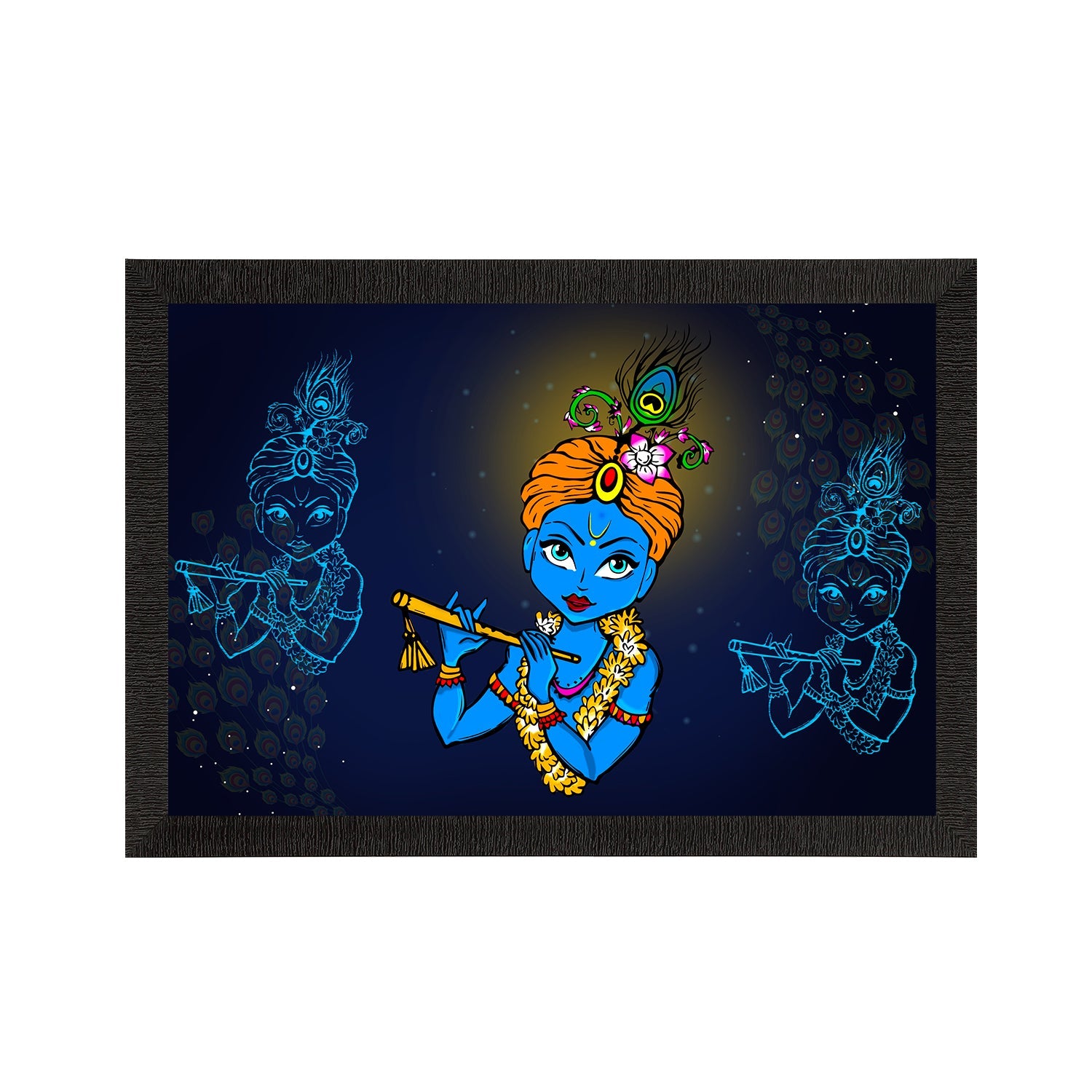 Lord Krishna Painting Digital Printed Religious Wall Art Kafalo