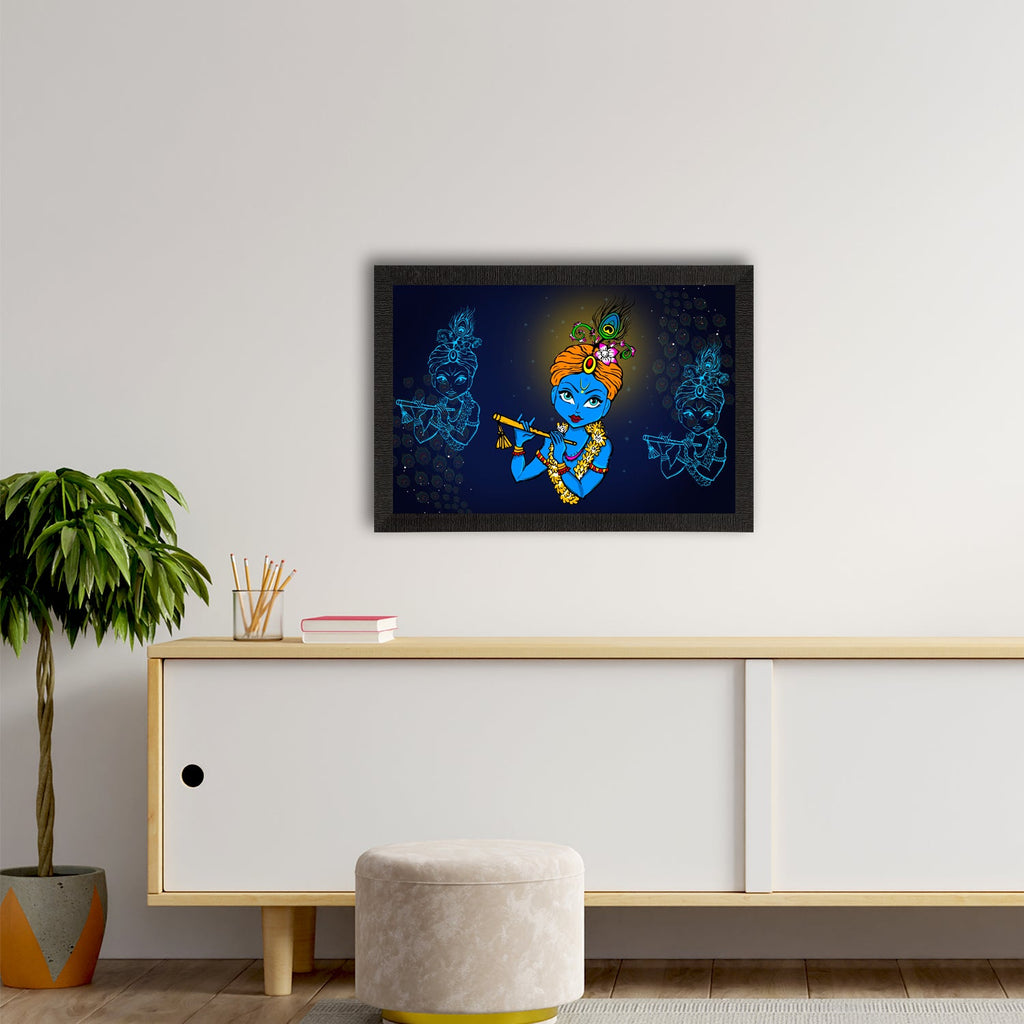 Lord Krishna Painting Digital Printed Religious Wall Art Kafalo