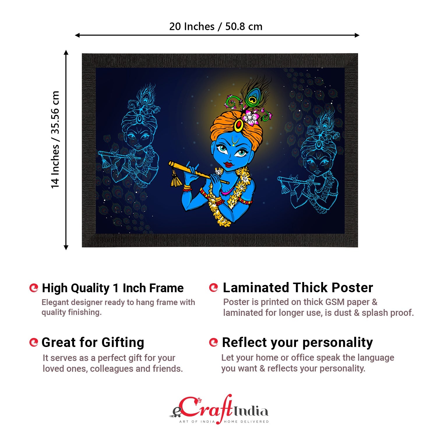 Lord Krishna Painting Digital Printed Religious Wall Art Kafalo