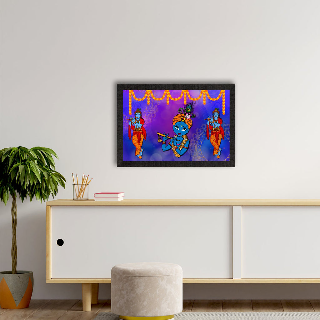 Lord Krishna Playing Flute Painting Digital Printed Religious Wall Art Kafalo