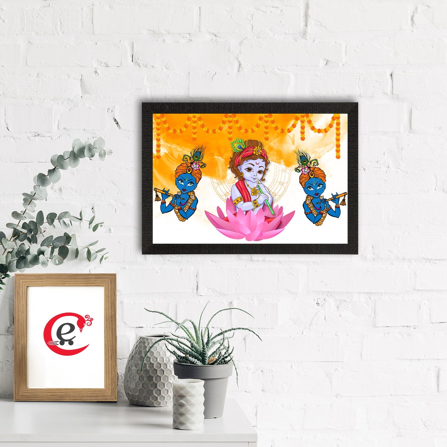 Lord Krishna Satin Matt Texture UV Art Painting Kafalo