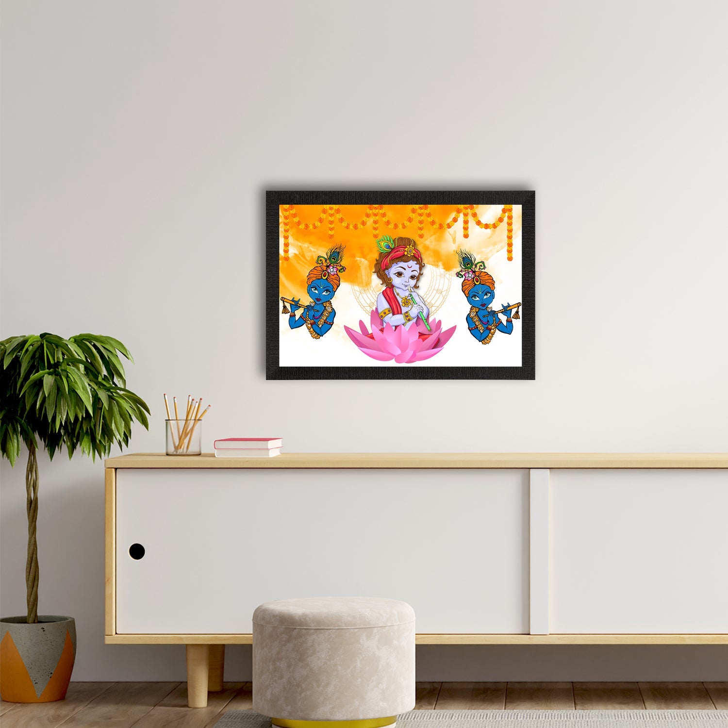 Lord Krishna Satin Matt Texture UV Art Painting Kafalo