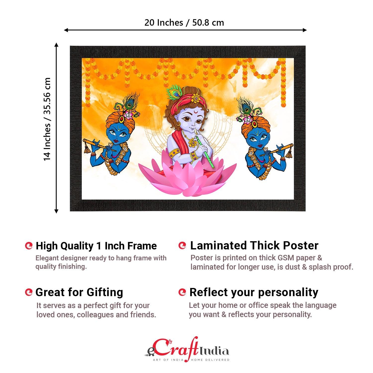 Lord Krishna Satin Matt Texture UV Art Painting Kafalo